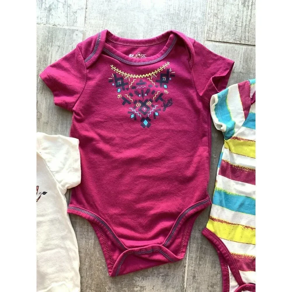 LUCKY BRAND Baby Girl Set of 3 Bundle Lot Bodysuit Romper One Piece NEW 6-9m
